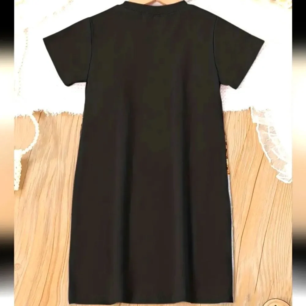 Girls Colorblock animal print t-shirt dress sz 7-8Y
